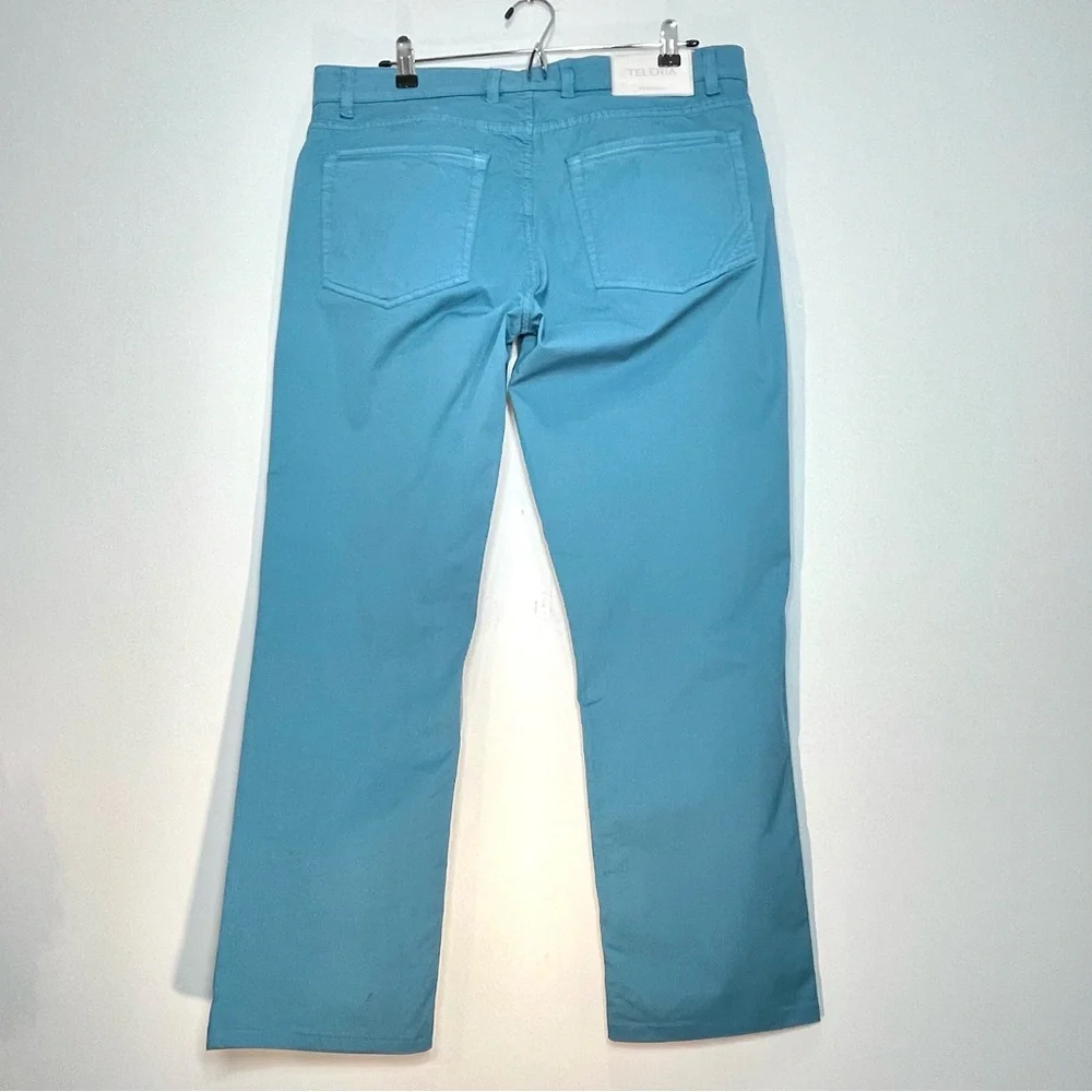 TALERIA ZED Men's Casual Straight Leg Teal Blue 5-Pocket Pants Size 36 x 27.5